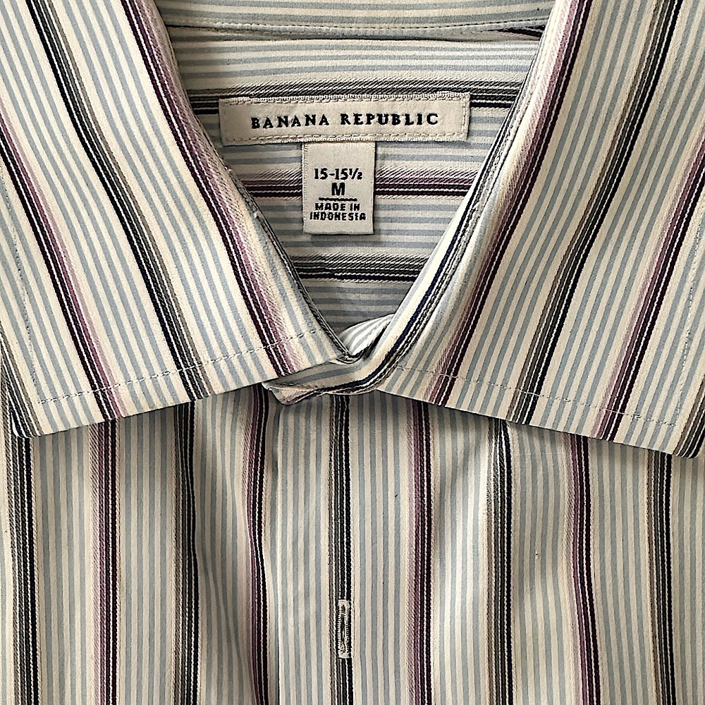 Striped casual striped button down Banana Republic collared shirt.